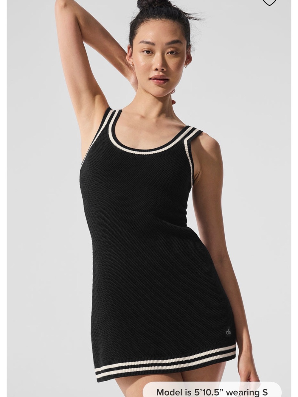 Tennis Club Sweater Knit Dress - Black/Ivory - ALO